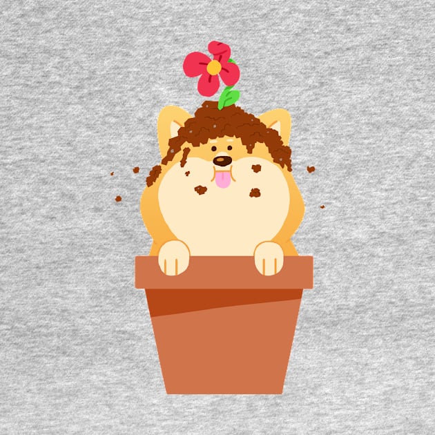 Flower Pot Shiba by eagletoons